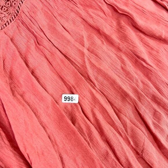 Oddi Tops Womens Size 2XL Red Long-Sleeve V-Neck Cotton Button-Front Tunic Blous - Picture 11 of 11